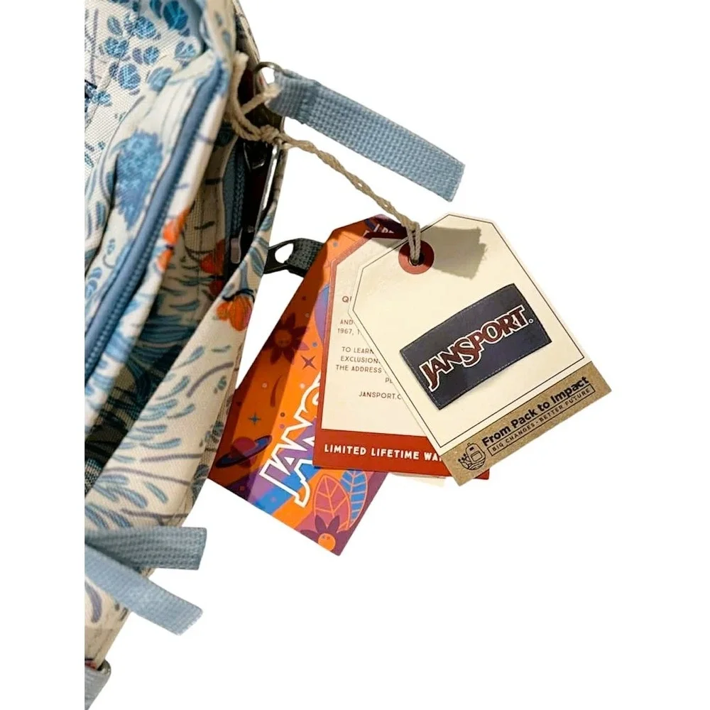 JanSport Big Student XL  17.5" Backpack Fluttering Fields (Floral Butterflies) - Picture 4 of 6